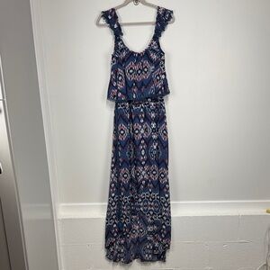 Takara Blue and Red Geometric Dress. Size Large